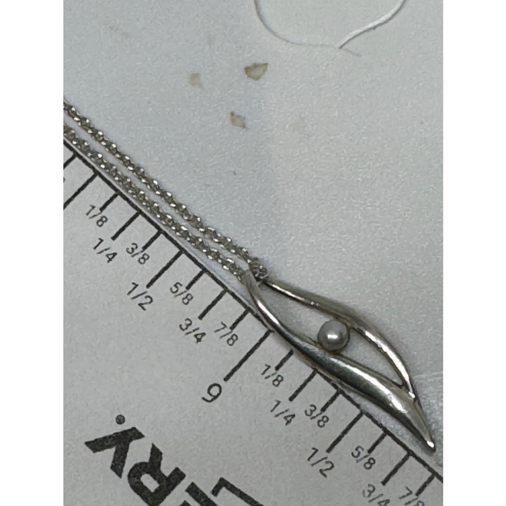 Kit Heath Sterling Pearl Leaf Pendant Necklace KH 18" - Picture 7 of 8